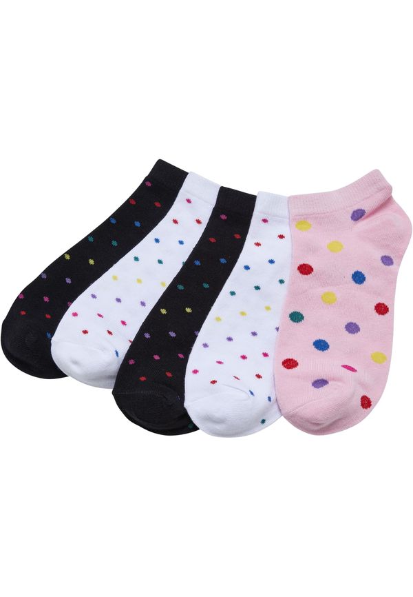 Urban Classics Accessoires No Show Socks Rainbow Dots 5-Pack White/Black/Hibiskuspink