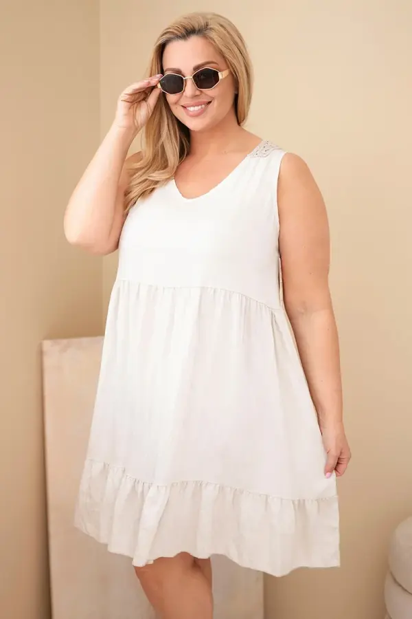 Kesi Włoski Obleka brez rokavov plus size s čipko bež