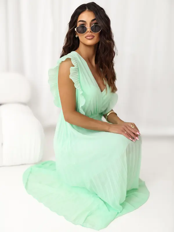 RUE PARIS Obleka brez rokavov z metinim vzorcem