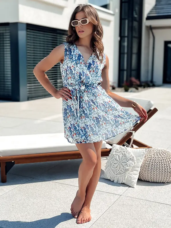 DStreet Obleka ISABELLA z modrim vzorcem