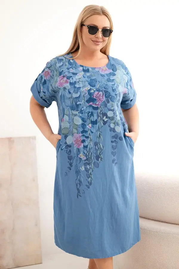 Kesi Włoski Obleka Kesi Plus Size s kratkimi rokavi in ​​stranskimi razporki