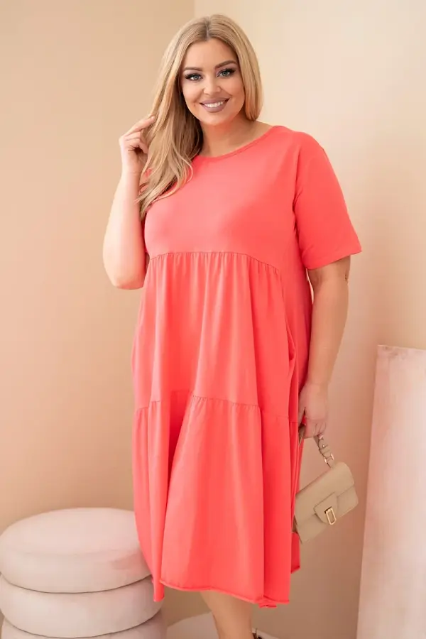 Kesi Włoski Obleka Kesi plus size s kratkimi rokavi in ​​volančki