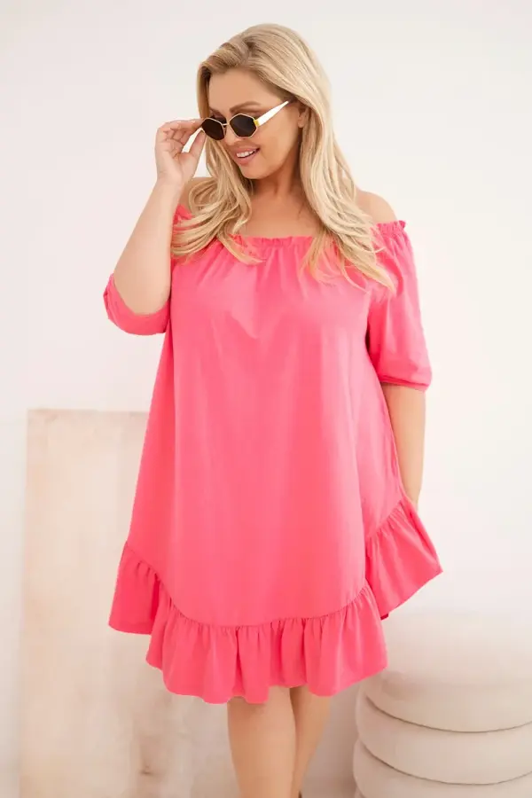 Kesi Obleka Kesi Plus Size z roza volančki
