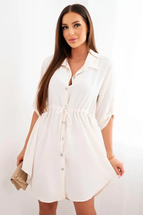 Kesi Włoski Obleka Kesi z gumbi in zavezovanjem v pasu