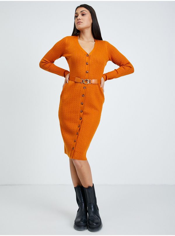 Guess Obleka puloverja oranžnega plašča Guess Lena - ženske