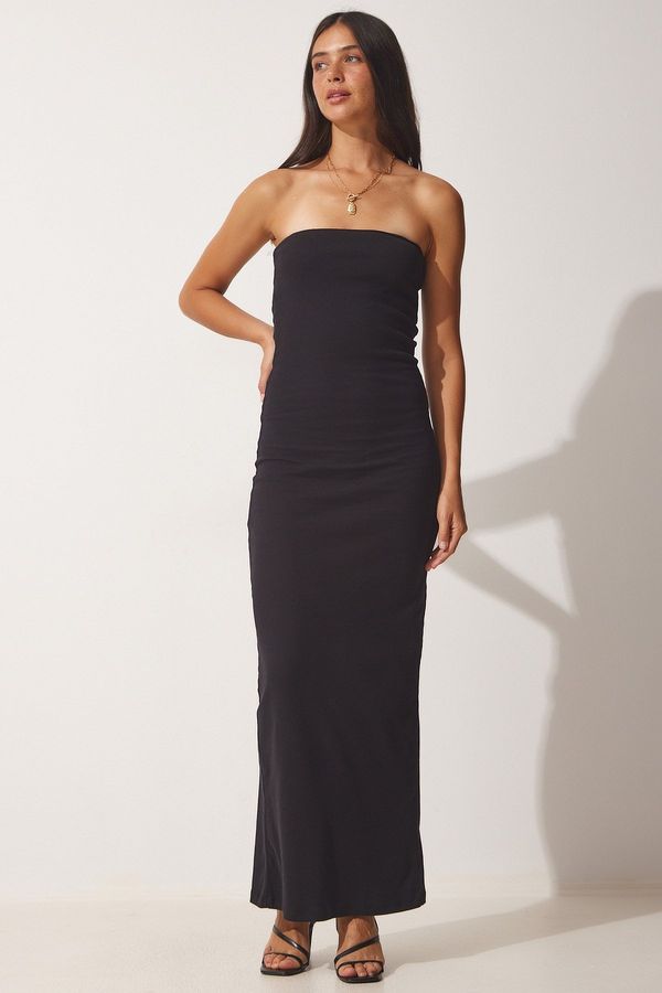 Happiness İstanbul Obleka svinčnika Happiness İstanbul Women's Black Strapless