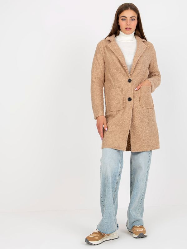Fashionhunters OCH BELLA beige plush jacket with pockets