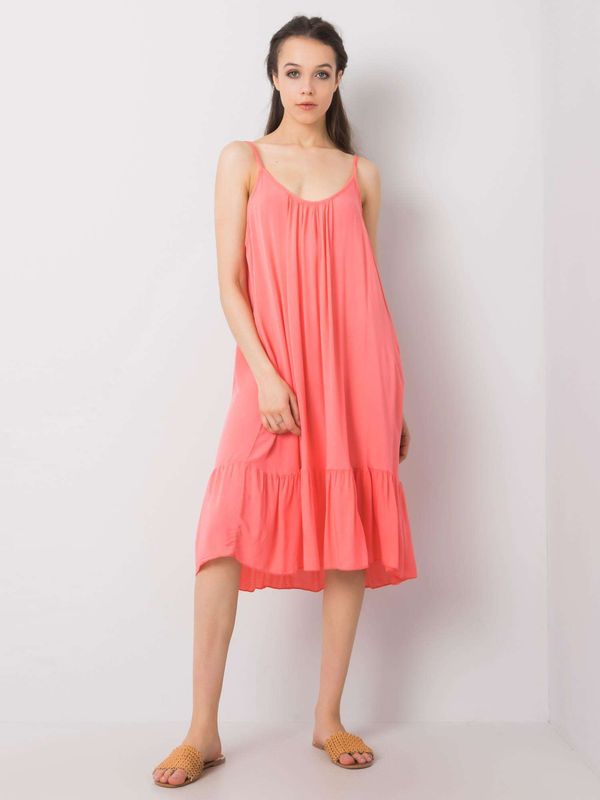 Fashionhunters OCH BELLA Ladies coral dress with frill