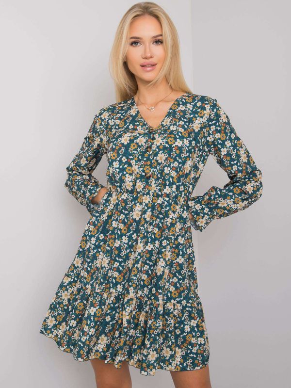 Fashionhunters OH BELLA Green floral dress