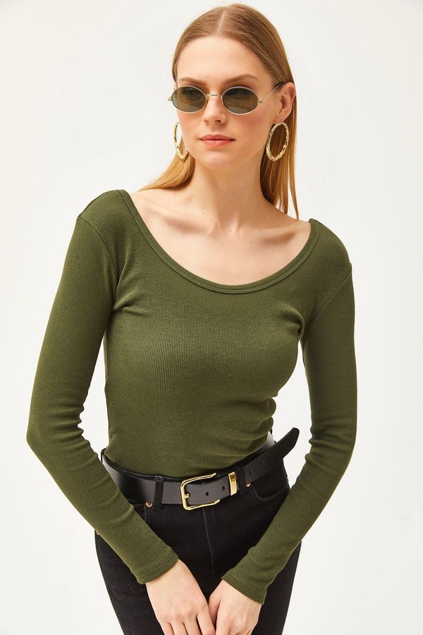 Olalook Olalook Women's Khaki Wide Collar Camisole Blouse