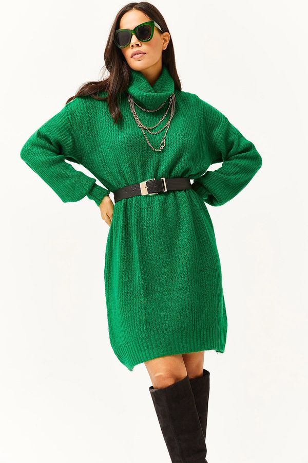 Olalook Olalook ženska trava zelena želva mehka teksturirana pletenina Tunic obleka