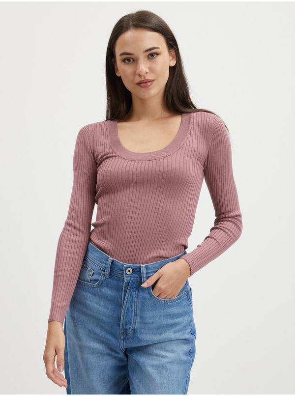 JDY Old Pink Women's Ribbed Lightweight Sweater JDY Plum - Ladies