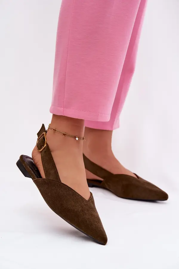 Boto Olivne balerinke iz eko semiša z zaponko