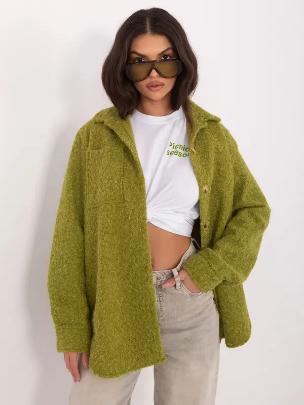 RUE PARIS Olivno rdeča srajčna jakna z gumbi