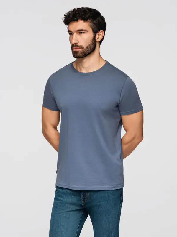 Ombre Ombre BASIC men's classic cotton T-shirt - blue denim