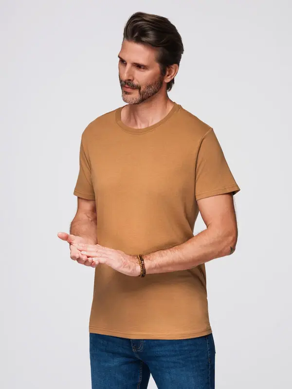 Ombre Ombre BASIC men's classic cotton T-shirt - brown