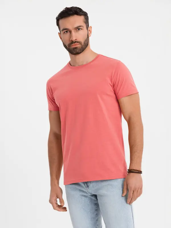 Ombre Ombre BASIC men's classic cotton T-shirt - coral