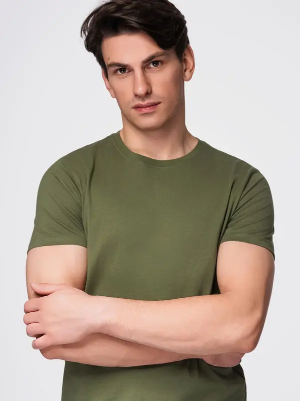 Ombre Ombre BASIC men's classic cotton T-shirt - khaki