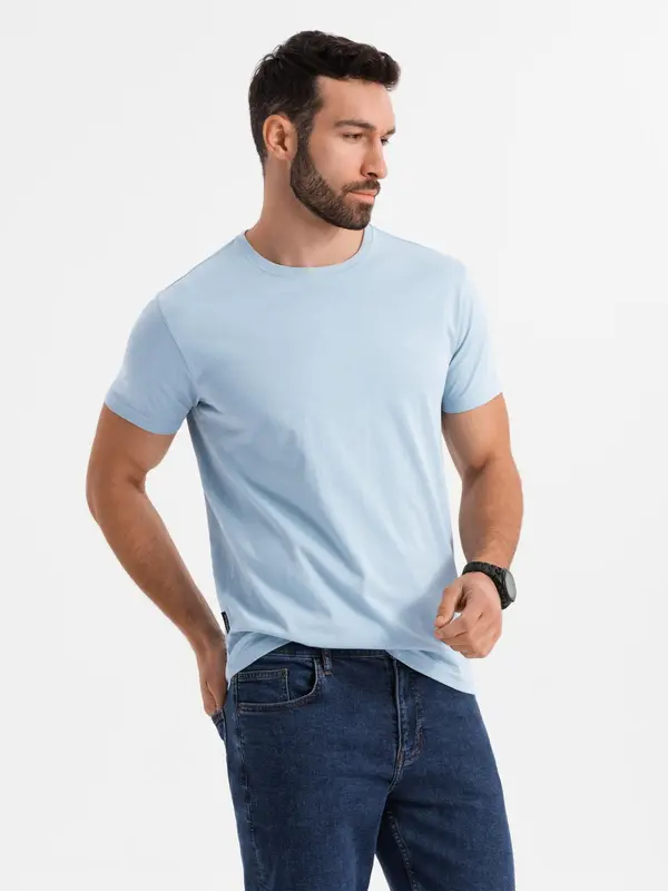 Ombre Ombre BASIC men's classic cotton T-shirt - light blue