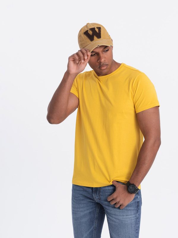 Ombre Ombre BASIC men's classic cotton t-shirt - mustard