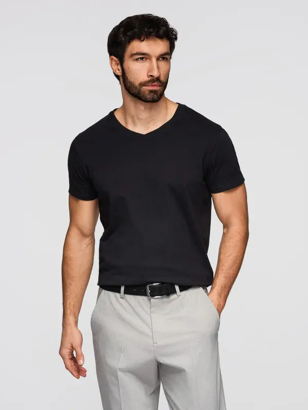 Ombre Ombre BASIC men's classic cotton T-shirt with a crew neckline - black