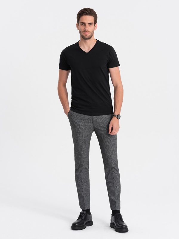 Ombre Ombre BASIC men's classic cotton T-shirt with a crew neckline - black