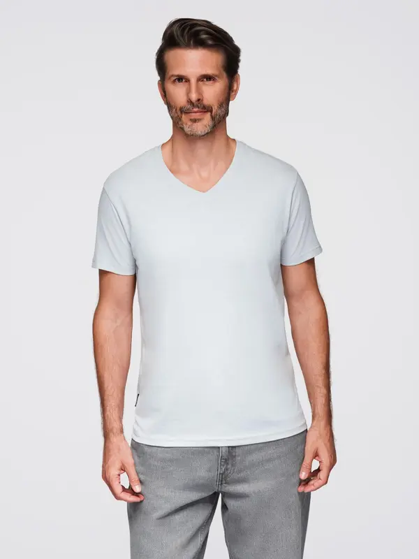Ombre Ombre BASIC men's classic cotton tee-shirt with a crew neckline - light grey