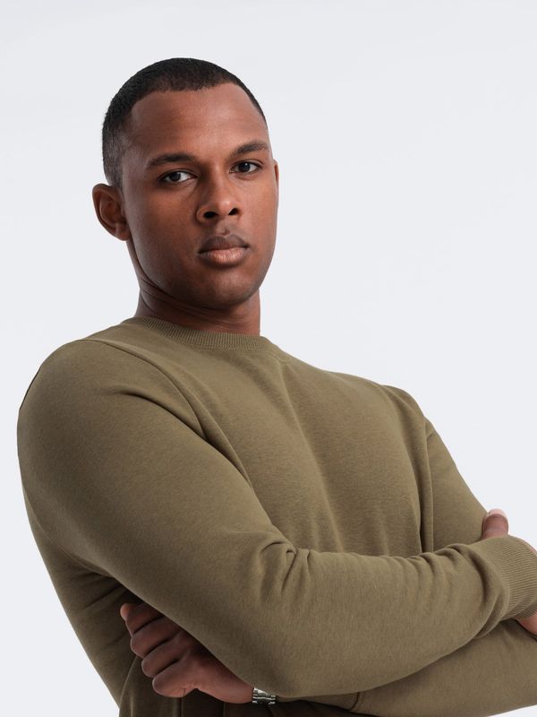 Ombre Ombre BASIC men's cotton non-stretch sweatshirt - olive