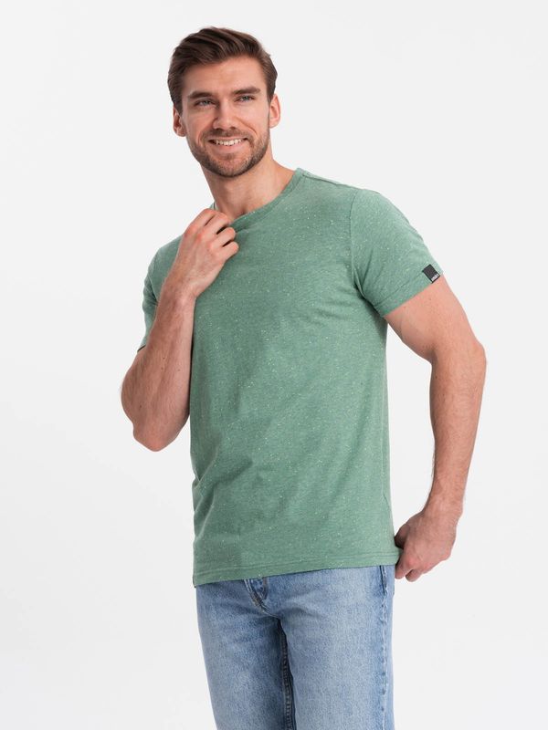 Ombre Ombre BASIC men's t-shirt with decorative pilling effect - green