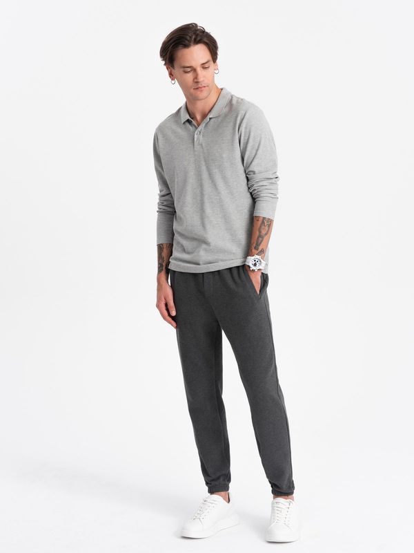 Ombre Ombre CARROT men's structured knit sweatpants - graphite melange