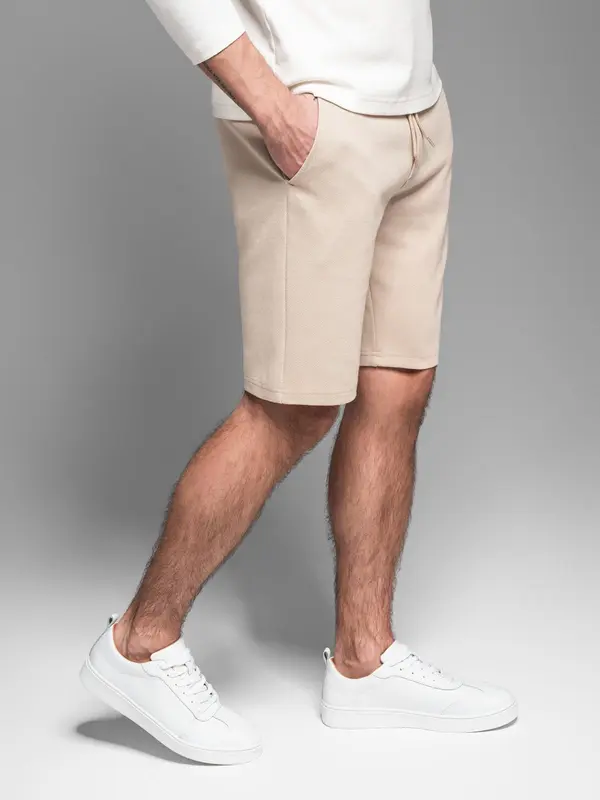 Ombre Ombre Casual men's SLIM FIT jacquard knit shorts - beige