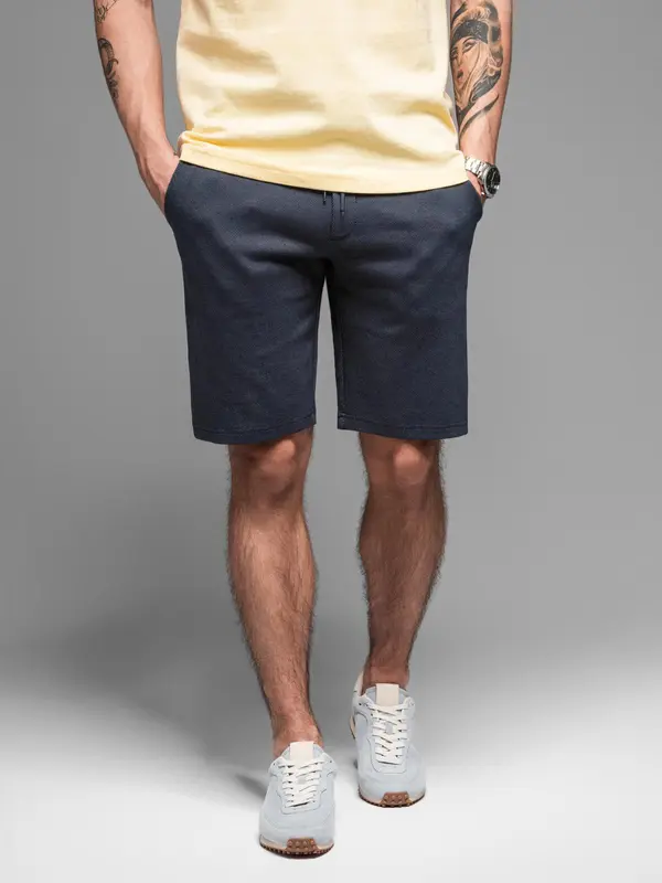 Ombre Ombre Casual men's SLIM FIT jacquard knit shorts - navy blue