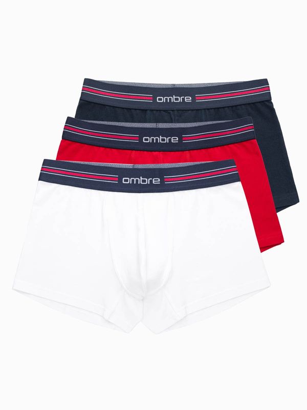 Ombre Ombre Classic fit men's boxer shorts with striped elastic band - 3 pack mix OM-UNBO