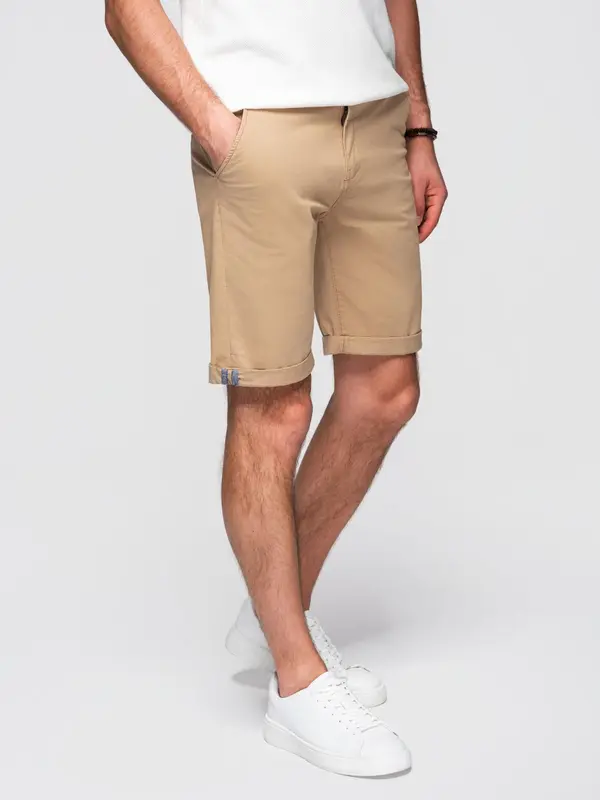Ombre Ombre Classic men's chino shorts with rolled up leg - beige