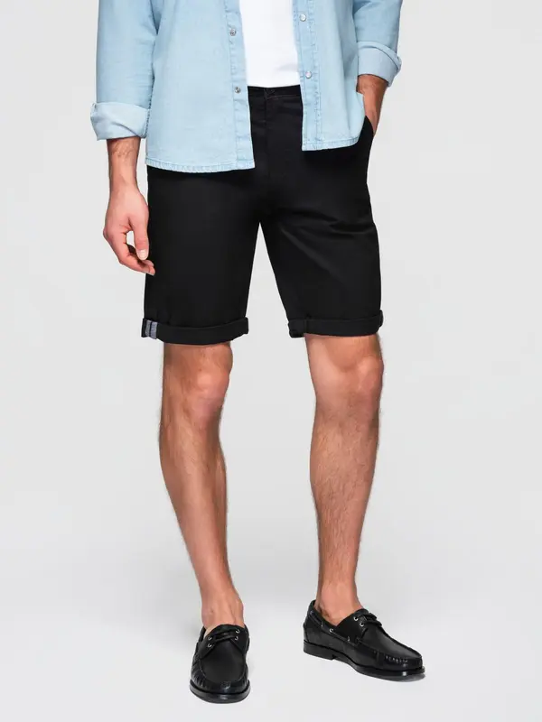 Ombre Ombre Classic men's chino shorts with rolled up leg - black