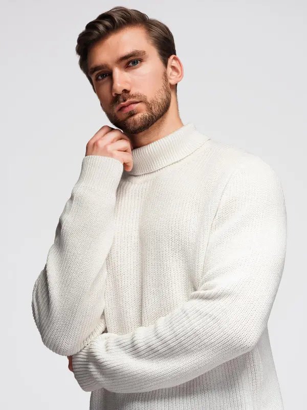 Ombre Ombre Classic men's cotton turtleneck sweater - white