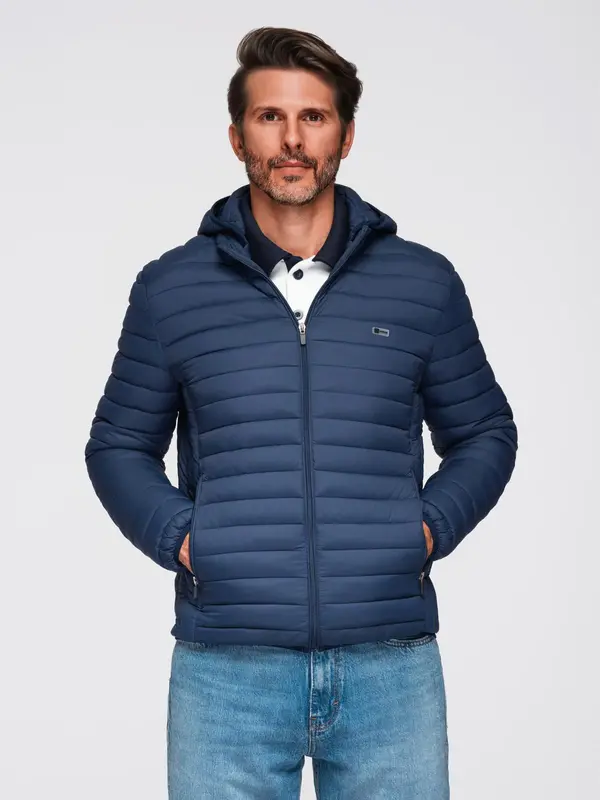 Ombre Ombre Classic men's quilted jacket with pouch option - navy blue