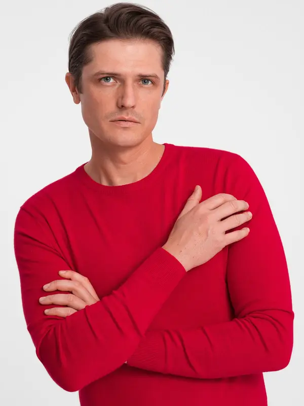 Ombre Ombre Classic men's sweater with round neckline - red
