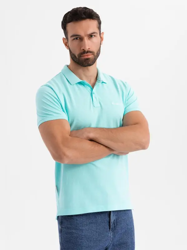 Ombre Ombre Cotton pique knit polo shirt - blue