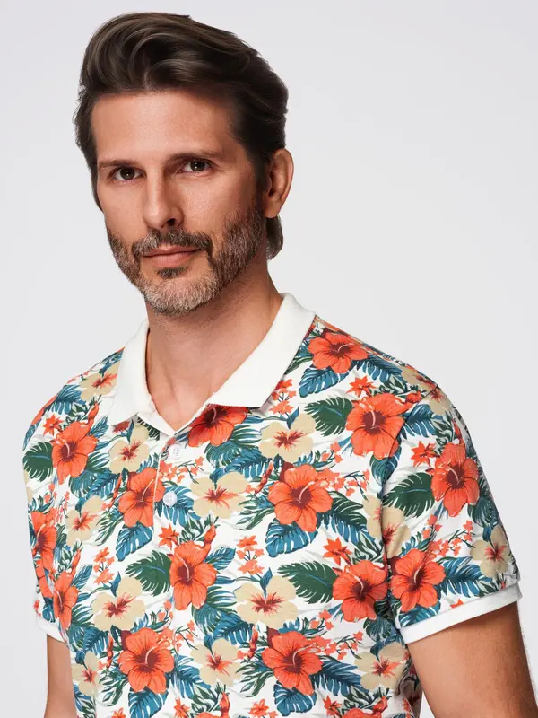 Ombre Ombre Cotton polo shirt with floral print - white