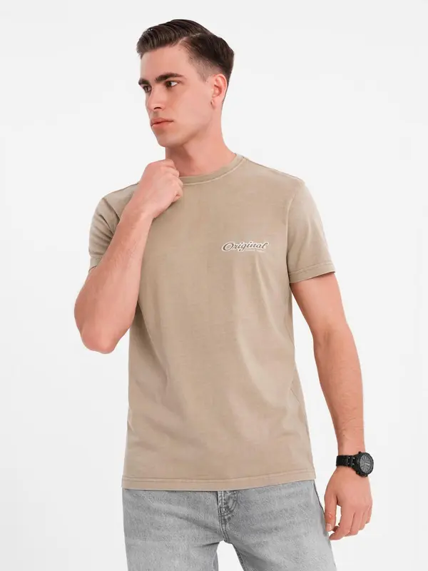 Ombre Ombre Cotton T-shirt with print on chest and back - dark beige