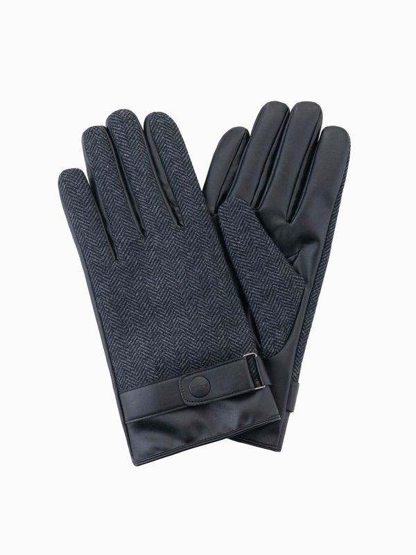 Ombre Ombre Elegant men's mixed material gloves - graphite melange