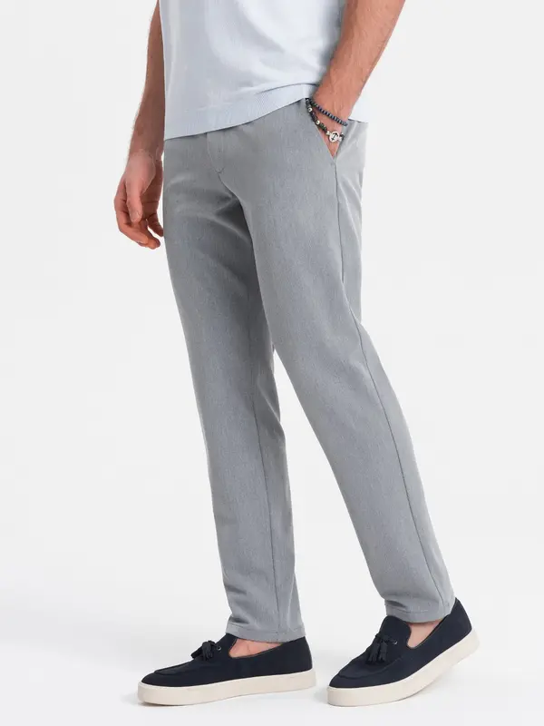 Ombre Ombre Elegant men's SLIM FIT chino pants - light grey