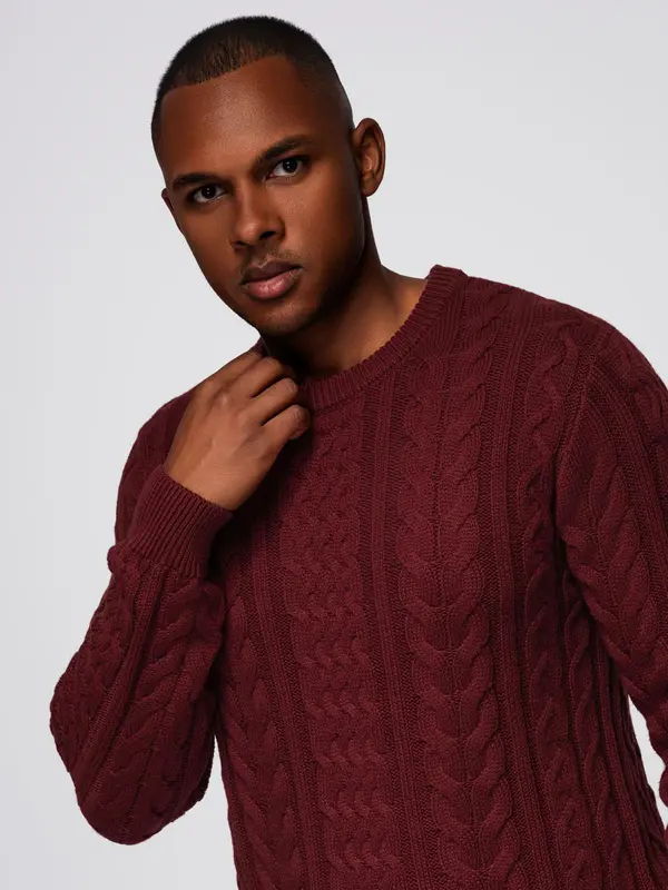 Ombre Ombre Elegant men's sweater with interesting weave - maroon