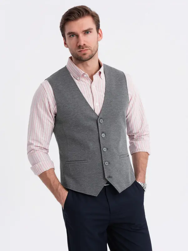 Ombre Ombre Fitted elegant men's structured knit vest - graphite