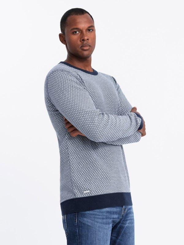 Ombre Ombre Knitted men's RELAXED FIT sweater with patterns - navy blue