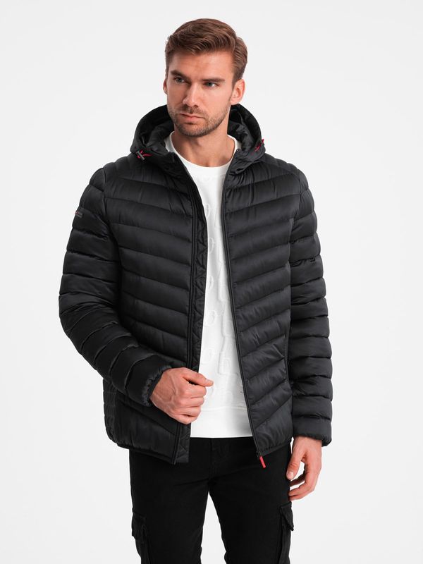 Ombre Ombre Lightly insulated quilted men's jacket with satin trim - black