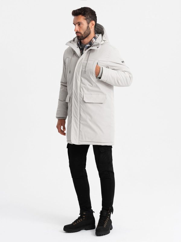 Ombre Ombre Long classic men's parka jacket - cream