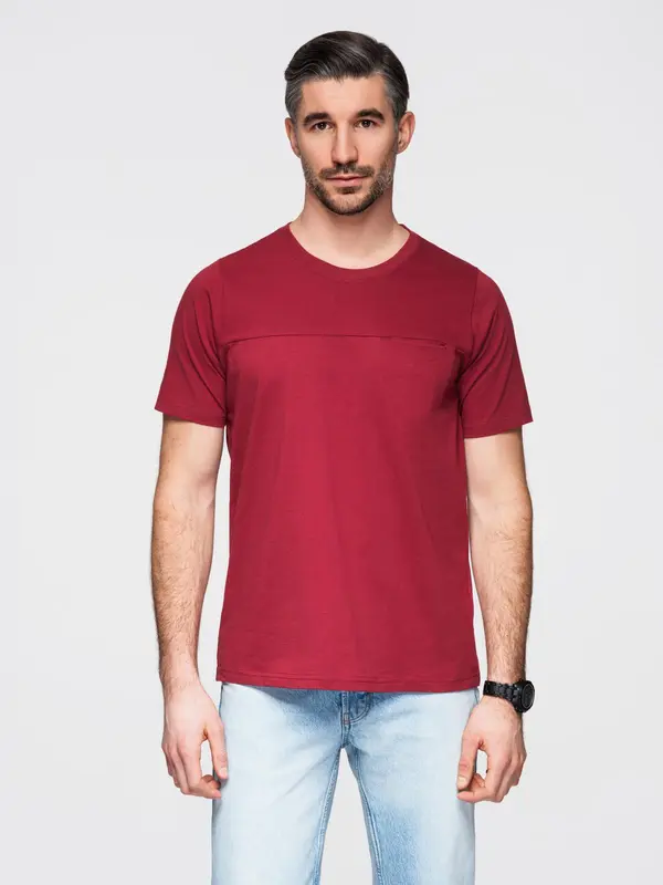 Ombre Ombre LOOSE FIT men's t-shirt with pocket - red