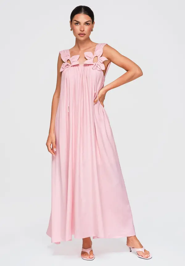 Ombre Ombre maxi obleka z našitki